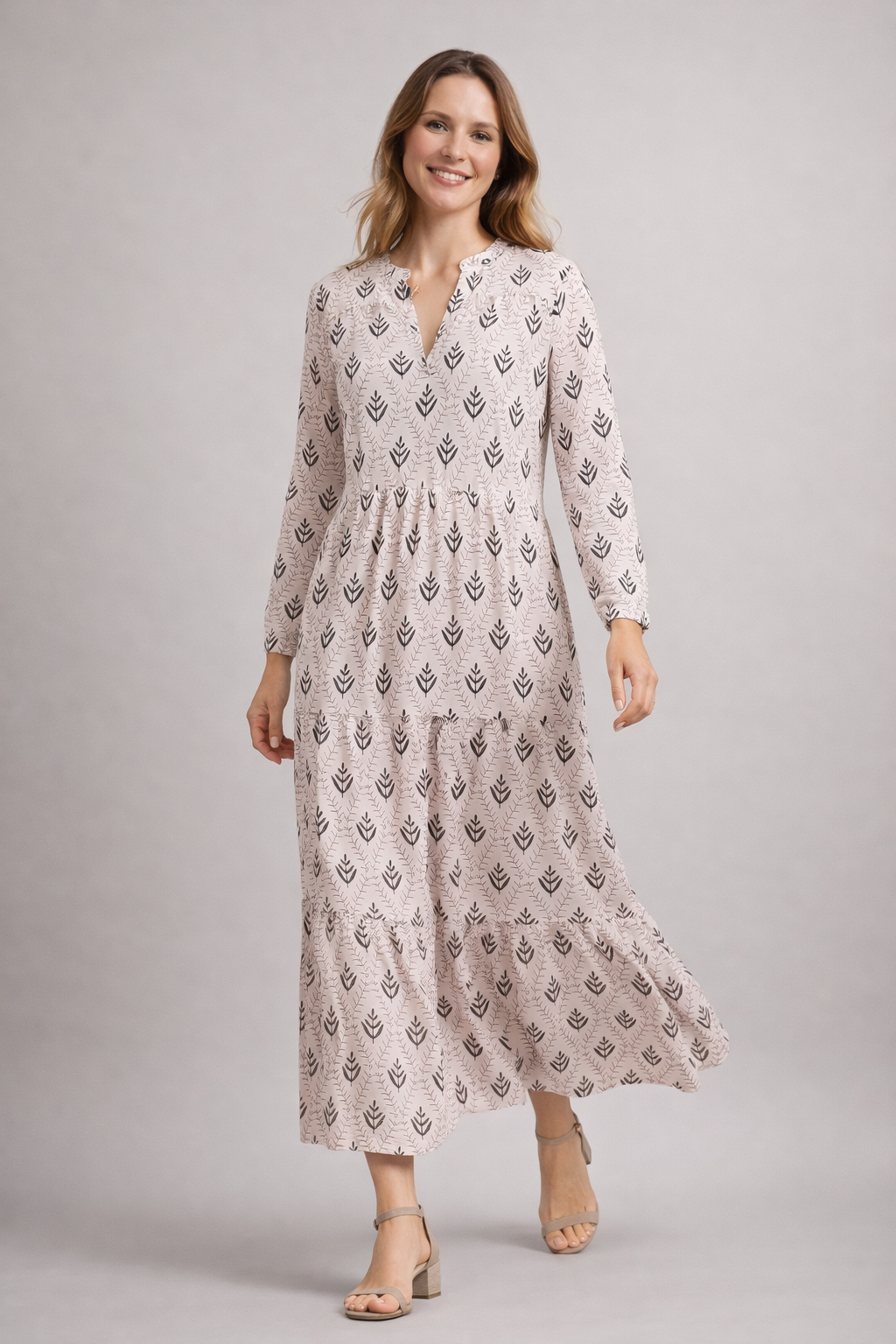 Maxijurk - Casual zomerjurk met lange mouwen-Boutique Moda