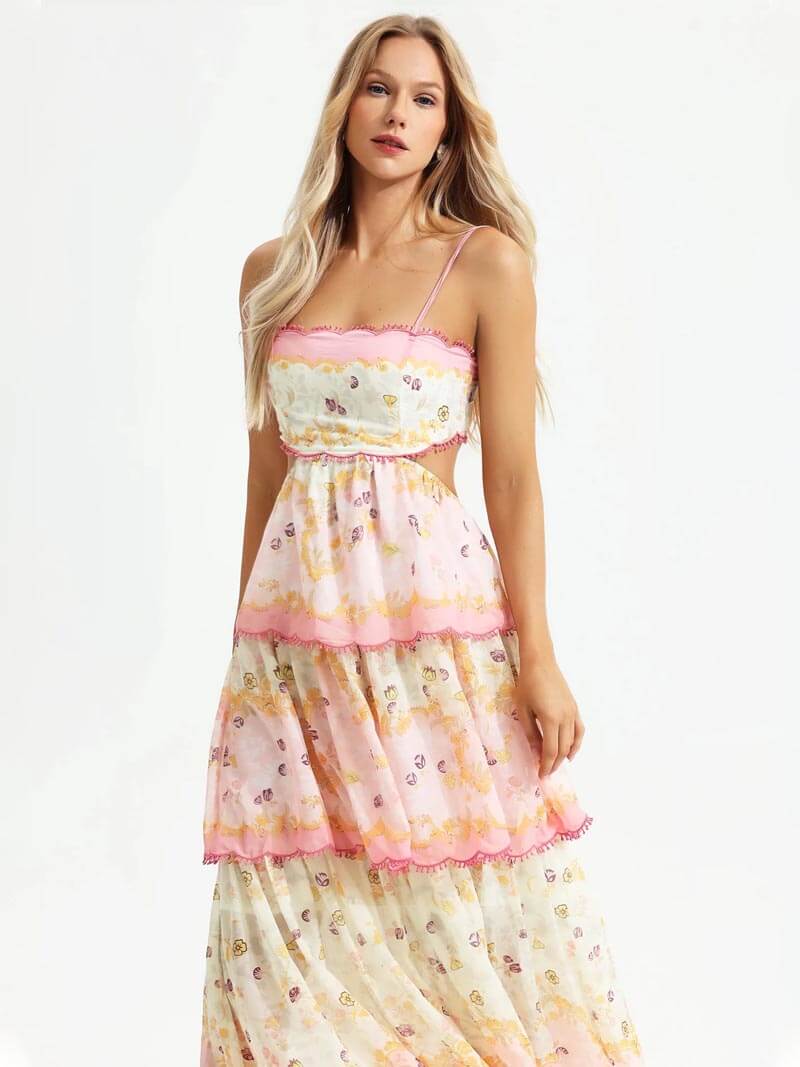 Maxijurk - Gelaagd - Roze - Rugloze jurk - Zomerjurk-Boutique Moda