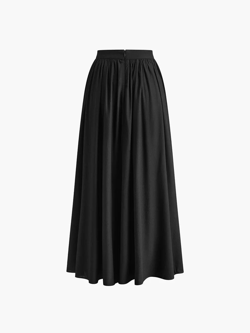 Maxirok - Soepelvallend - Met zakken - Rok met hoge taille - Plooienrok-Boutique Moda