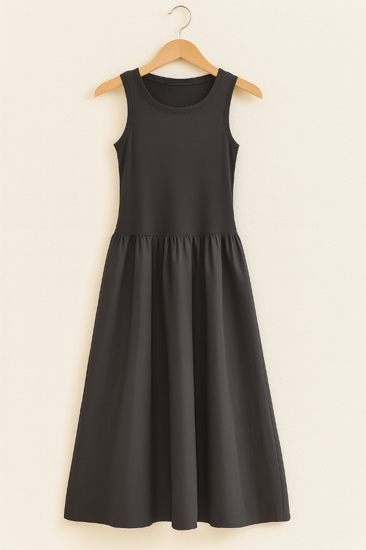 Midi-jurk | Effen | Mouwloos | Casual jurk | A-lijn jurk-Boutique Moda