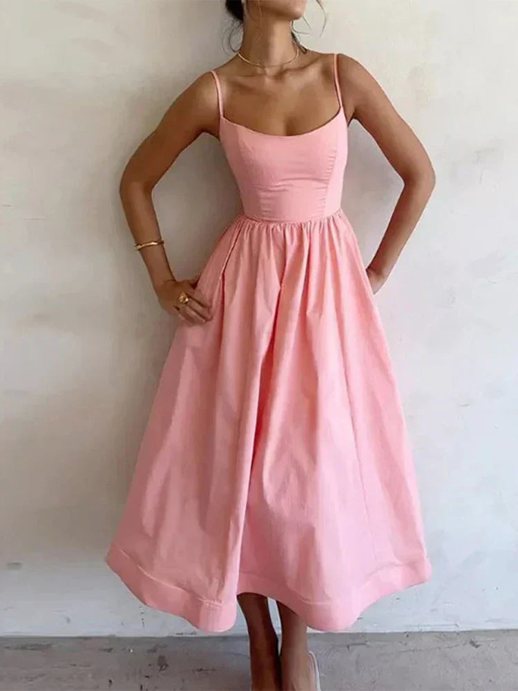 Midi-jurk - Mouwloze A-lijn korsetjurk voor dames-Boutique Moda