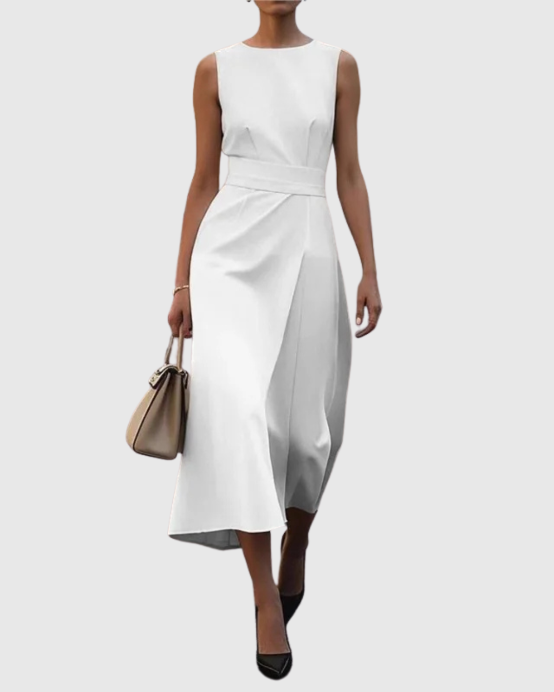Midijurk | Mouwloos | Geplooid | Feestjurk | Elegante jurk-Boutique Moda