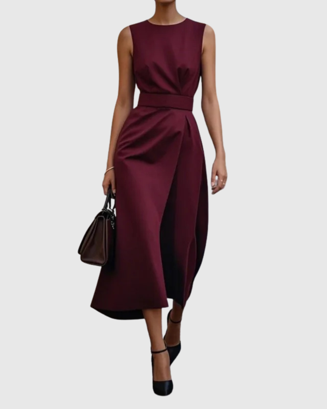 Midijurk | Mouwloos | Geplooid | Feestjurk | Elegante jurk-Boutique Moda