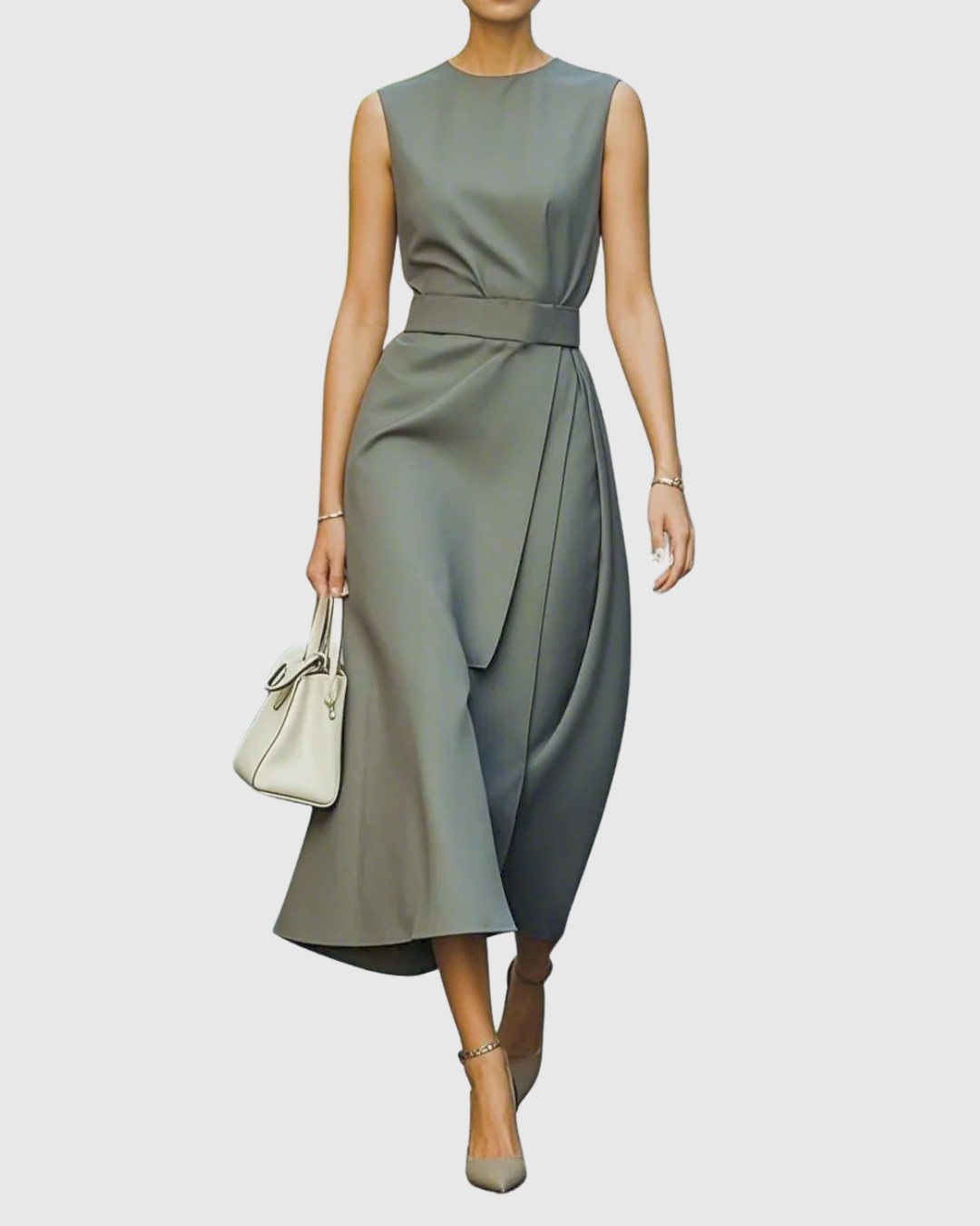 Midijurk | Mouwloos | Geplooid | Feestjurk | Elegante jurk-Boutique Moda