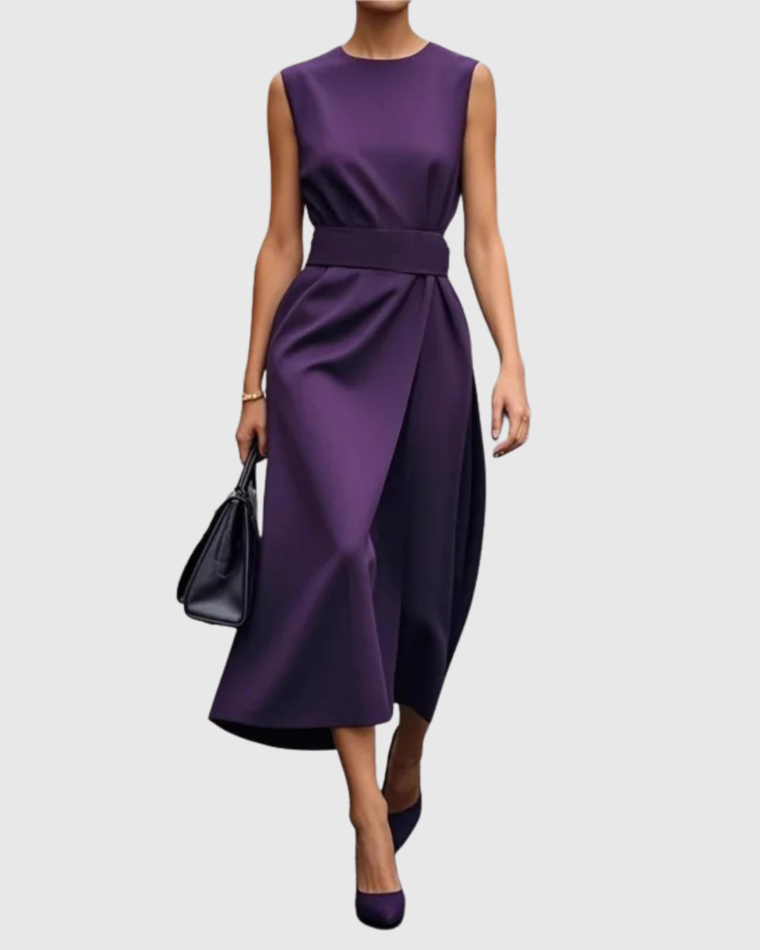 Midijurk | Mouwloos | Geplooid | Feestjurk | Elegante jurk-Boutique Moda