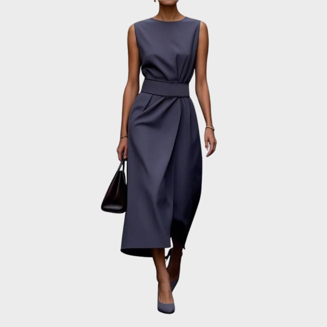 Midijurk | Mouwloos | Geplooid | Feestjurk | Elegante jurk-Boutique Moda
