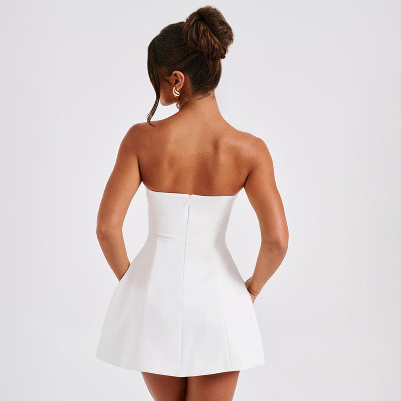 Mini jurk - Korte strapless A-Line Cocktailjurk-Boutique Moda