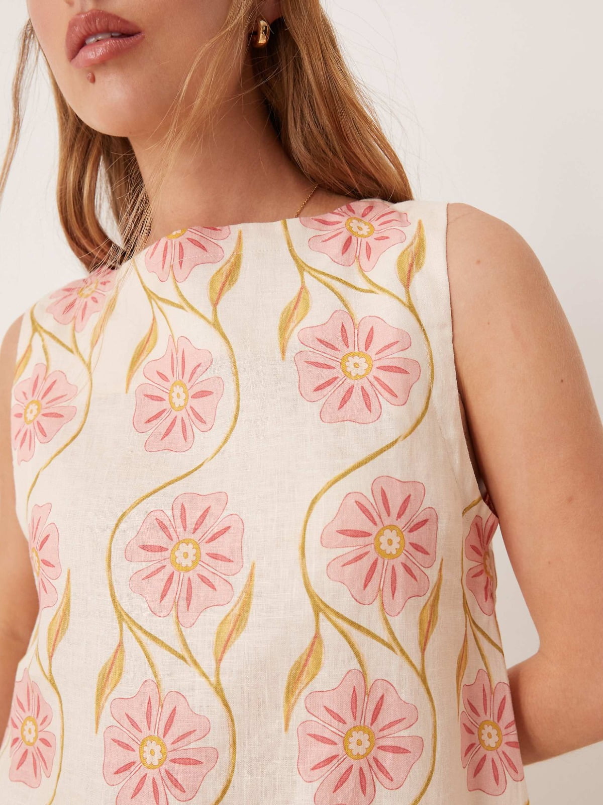 Mini-jurk | Mouwloos | Linnen | Bloemenjurk | Zomerjurk-Boutique Moda