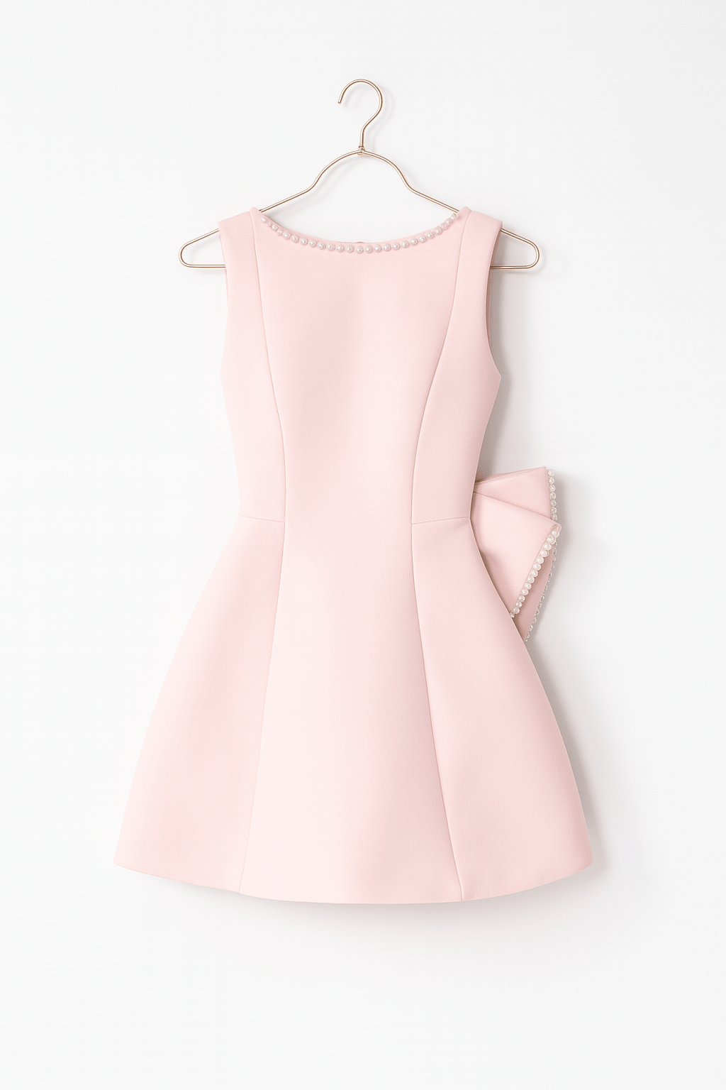 Mini-jurk - Mouwloos - Parels - Jurk met open rug - Jurk met strik-Boutique Moda