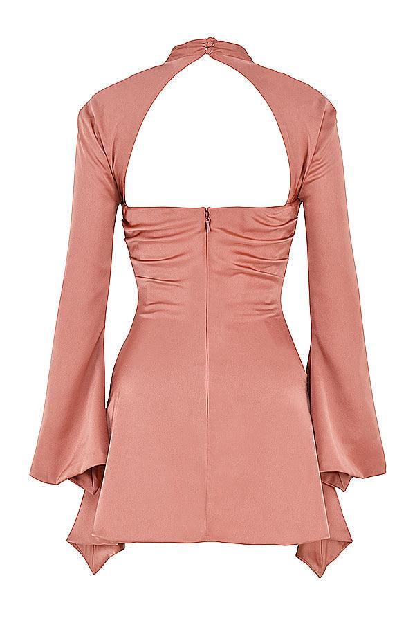 Mini-jurk - Uitgesneden korset feestjurk met lange mouwen-Boutique Moda