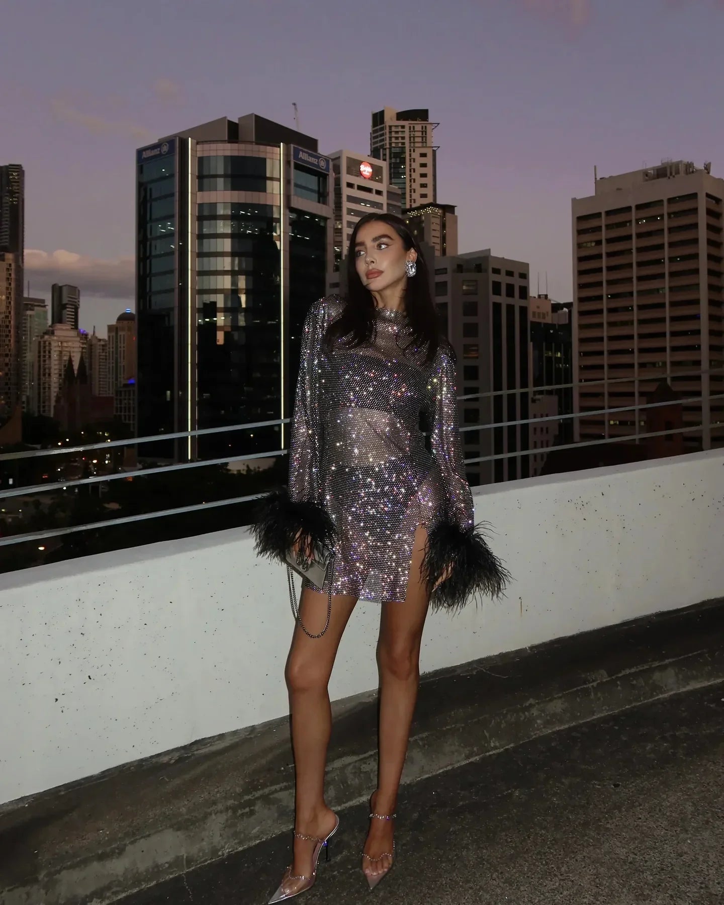 Minijurk | Mesh veren | Transparant feestjurkje-Boutique Moda