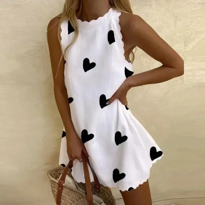 Mouwloze Mini-jurk Dames - Korte Zomerjurk met Schulprand en Losse Pasvorm-Boutique Moda