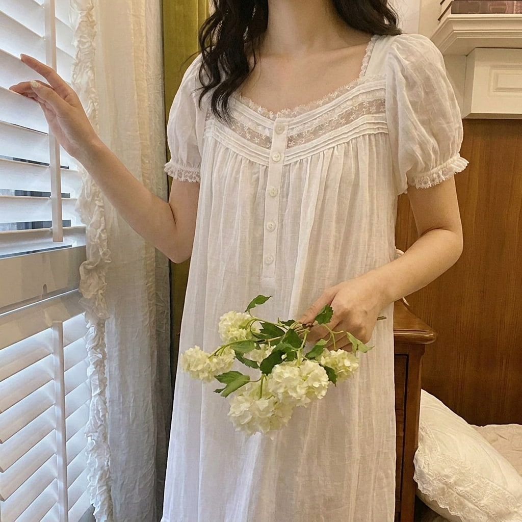 Nachtjurk | Wit | Lang | Nachtjapon | Nachtkleding voor dames-Boutique Moda