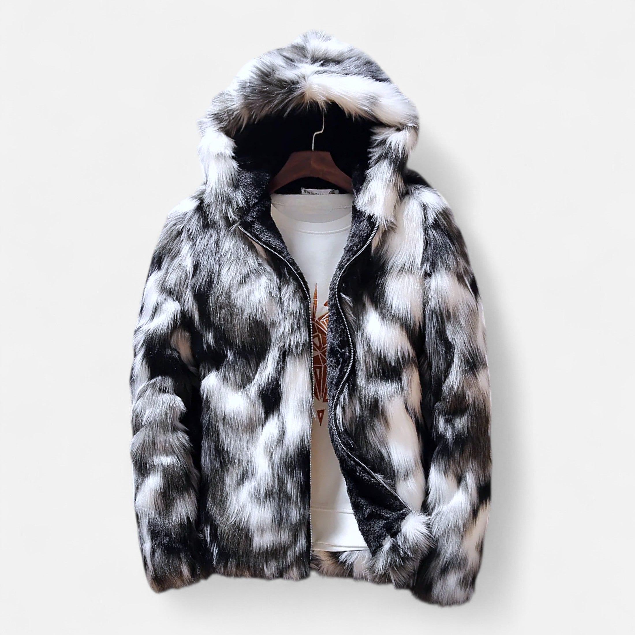 Nepbontjas - Bontjas met capuchon voor heren voor de winter-Boutique Moda