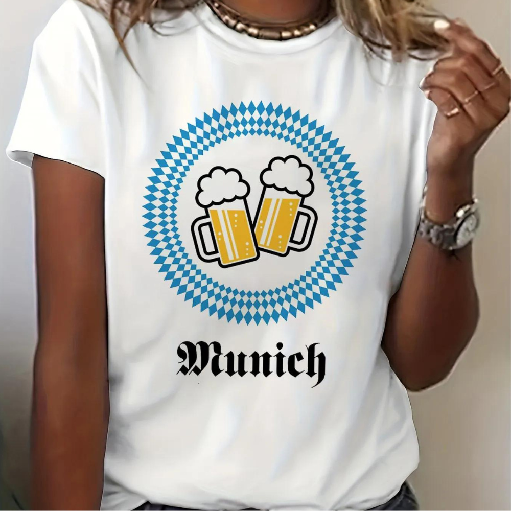 Oktoberfest T-Shirt - Dameshemden met korte mouwen en ronde hals oktoberfest-Boutique Moda
