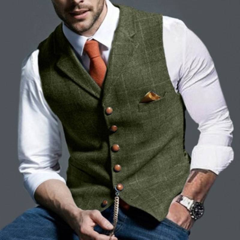 Oliver gilet | Elegant licht geruit gilet-Boutique Moda