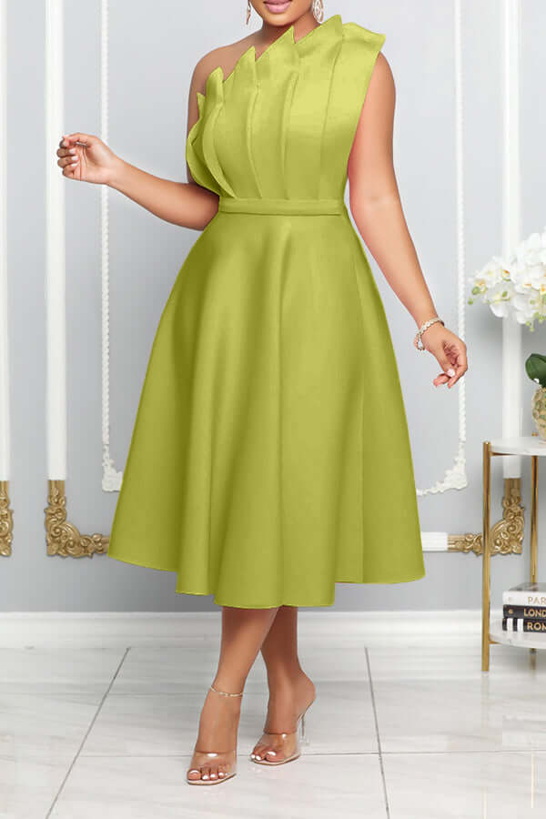 One Shoulder Jurk - Elegant - Midi - Cocktailjurk - Feestjurk-Boutique Moda