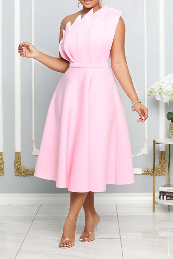 One Shoulder Jurk - Elegant - Midi - Cocktailjurk - Feestjurk-Boutique Moda