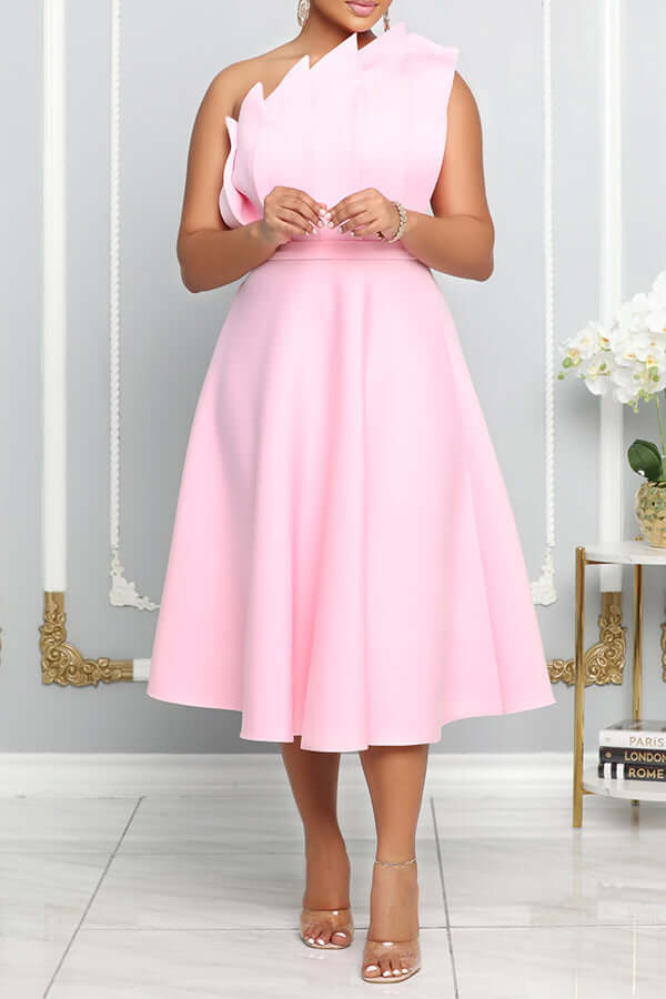 One Shoulder Jurk - Elegant - Midi - Cocktailjurk - Feestjurk-Boutique Moda