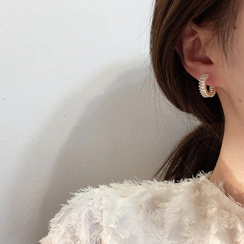 Oorbellen Dames | Creolen 18k Verguld | Zirkonia Klein-Boutique Moda
