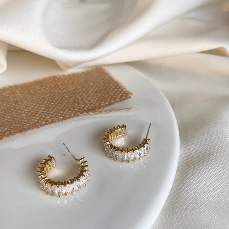 Oorbellen Dames | Creolen 18k Verguld | Zirkonia Klein-Boutique Moda