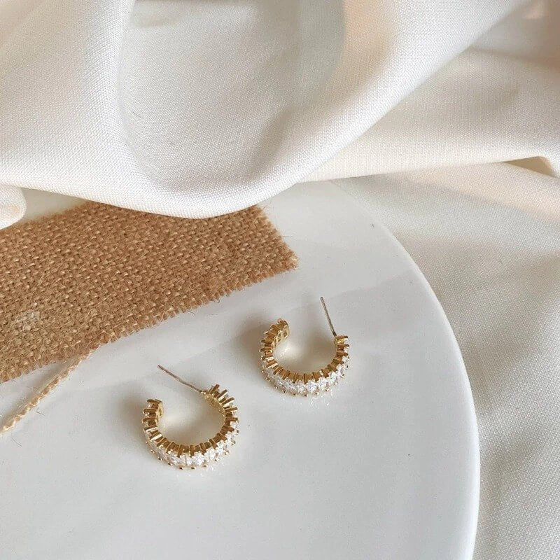 Oorbellen Dames | Creolen 18k Verguld | Zirkonia Klein-Boutique Moda