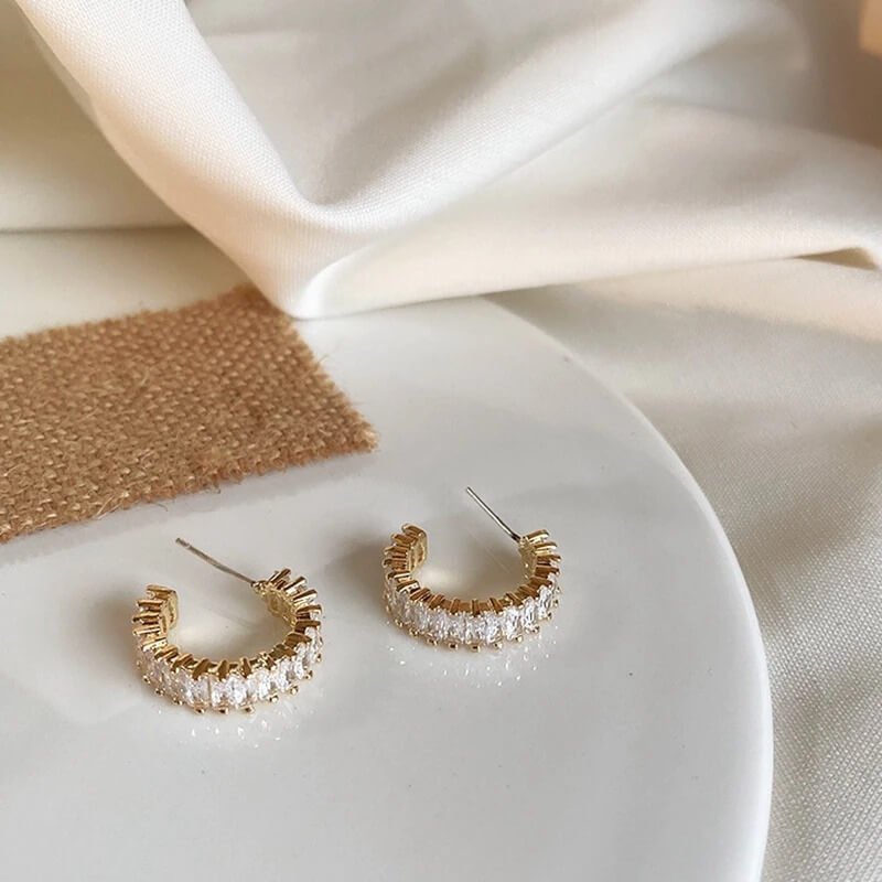 Oorbellen Dames | Creolen 18k Verguld | Zirkonia Klein-Boutique Moda