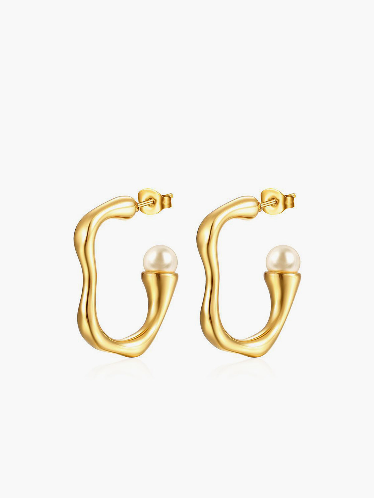 Open Hoepeloorbel | Oorstekker | Parel | Gouden oorbellen | Damesoorbellen-Boutique Moda