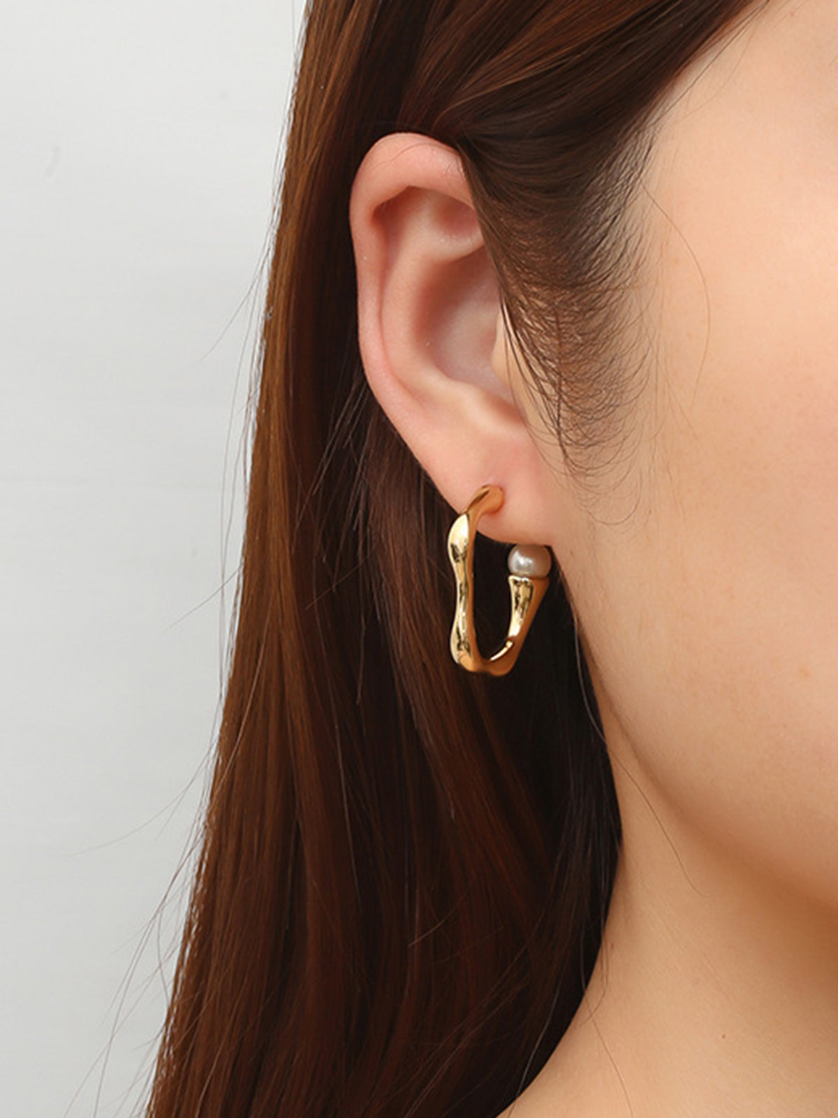 Open Hoepeloorbel | Oorstekker | Parel | Gouden oorbellen | Damesoorbellen-Boutique Moda