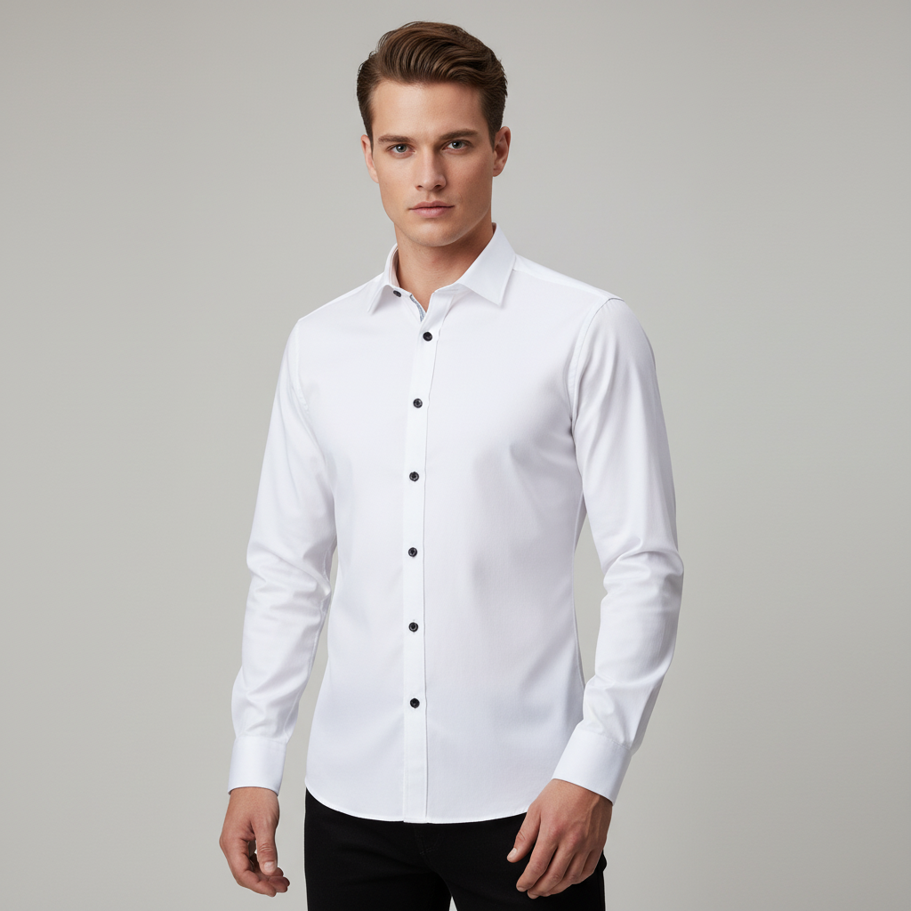 Overhemd met knopen - Slim fit - Lange mouwen - Oxford-overhemd - Herenoverhemd-Boutique Moda