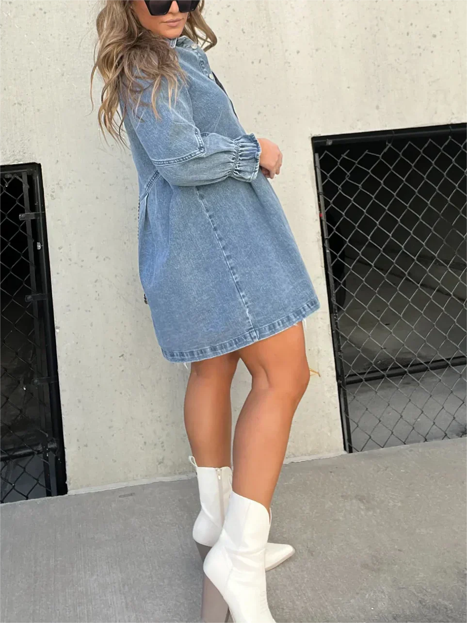 Overhemdjurk | Button-Up | Lange Mouwen | Denim Jurk | Mini Jurk-Boutique Moda