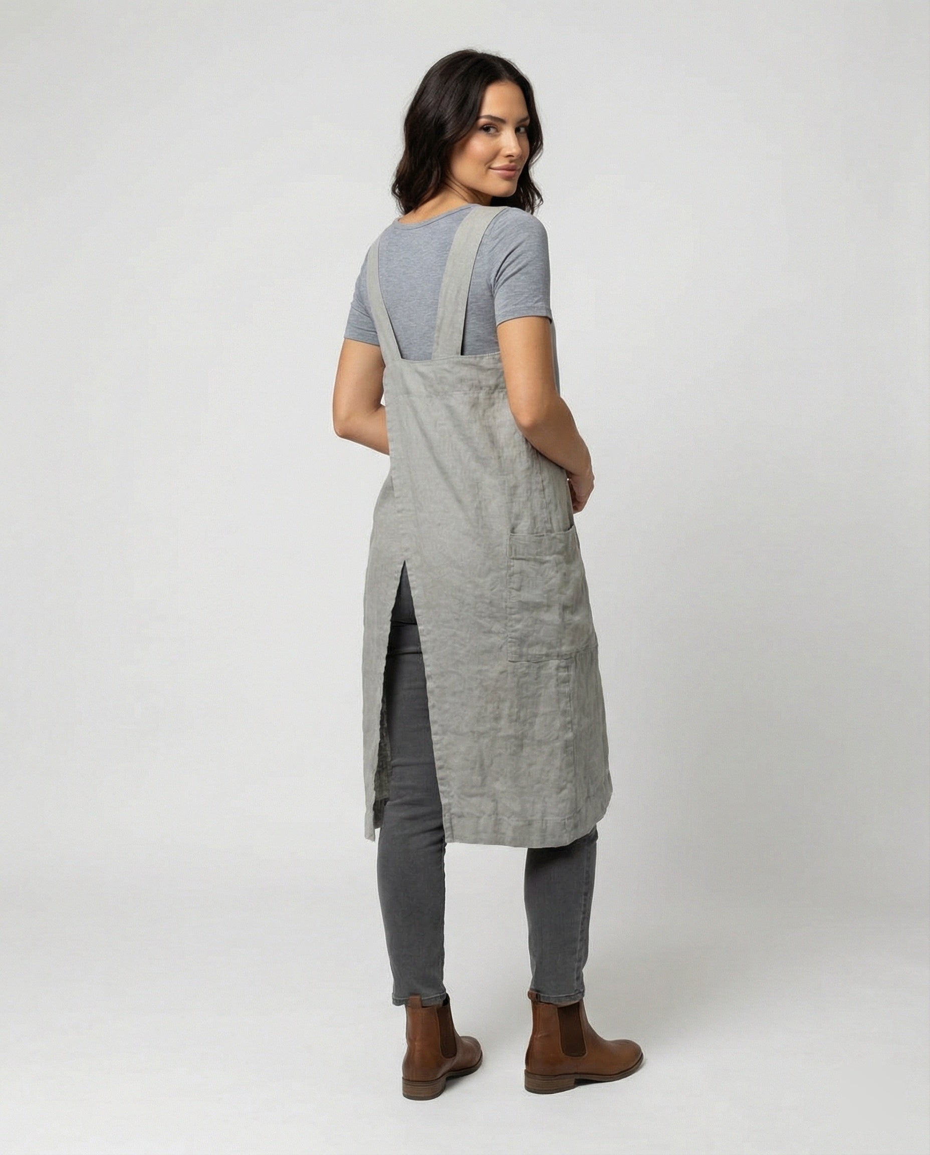 Overhemdjurk - Casual, ruimvallende linnen jurk voor dames-Boutique Moda