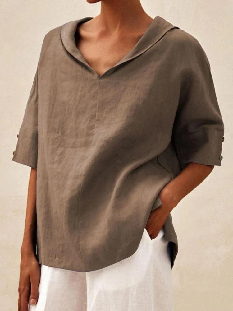 Oversized Blouse - Casual Women's Korte Mouwen Los Pasvorm Blouse-Boutique Moda
