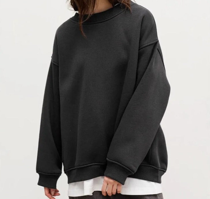 Oversized Sweatshirt - Effen Pullover Loose Fit voor dames-Boutique Moda