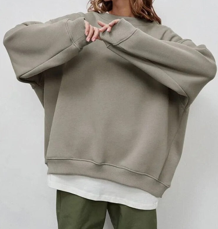 Oversized Sweatshirt - Effen Pullover Loose Fit voor dames-Boutique Moda