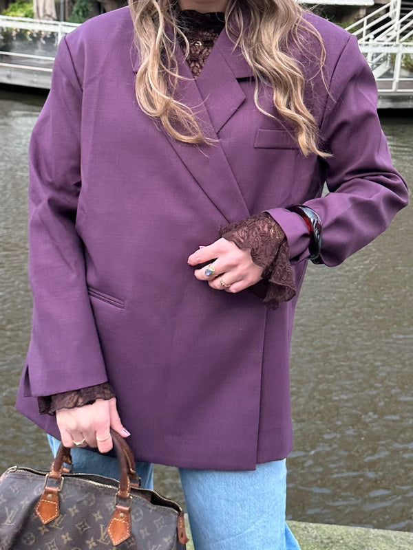 Oversized blazer dames – Loszittende boxy blazerjas met revers-Boutique Moda