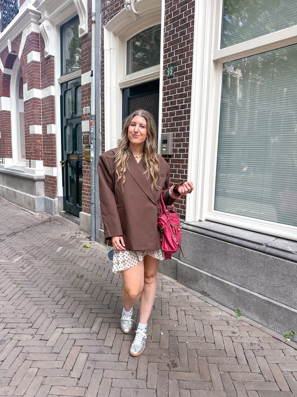 Oversized blazer dames – Loszittende boxy blazerjas met revers-Boutique Moda
