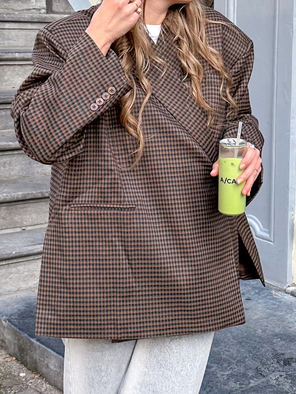 Oversized blazer dames – Loszittende boxy blazerjas met revers-Boutique Moda