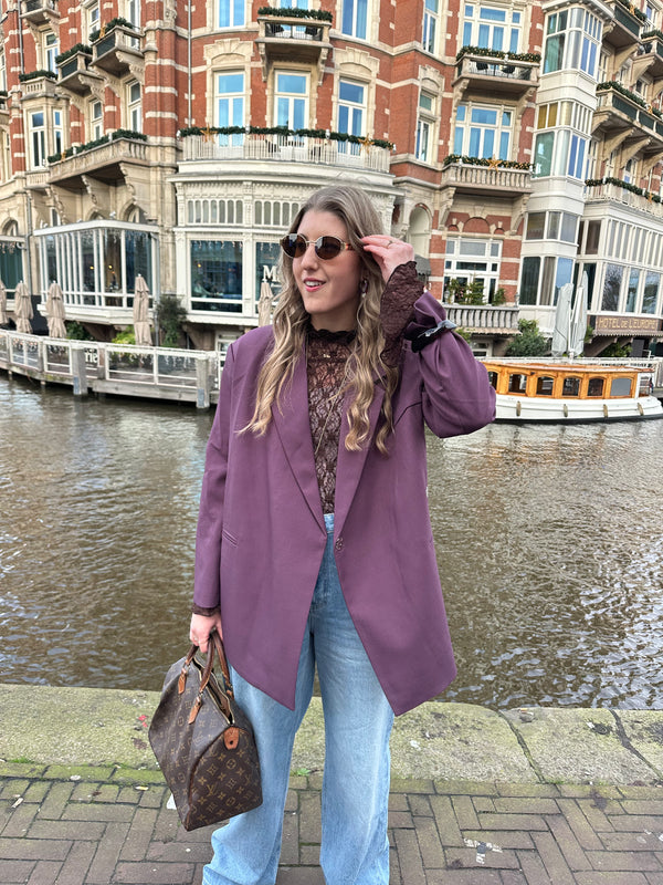 Oversized blazer dames – Loszittende boxy blazerjas met revers-Boutique Moda