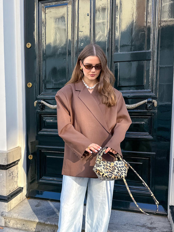Oversized blazer dames – Loszittende boxy blazerjas met revers-Boutique Moda
