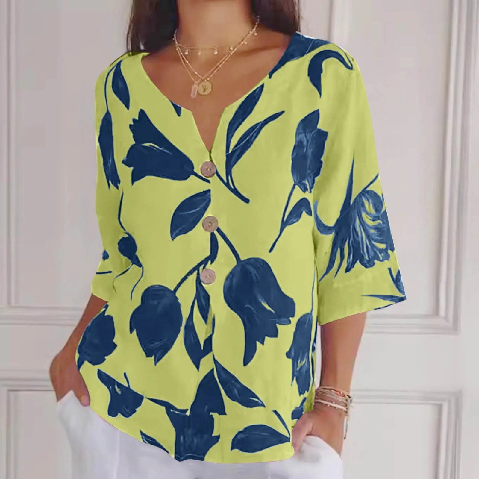 Oversized blouse | Lichtgewicht | Bloemenprint | Linnen blouse | Zomertop voor dames-Boutique Moda