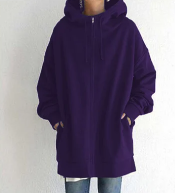 Oversized hoodie - Losvallende hoodie met lange ritssluiting voor dames-Boutique Moda