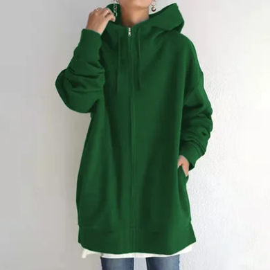 Oversized hoodie - Losvallende hoodie met lange ritssluiting voor dames-Boutique Moda