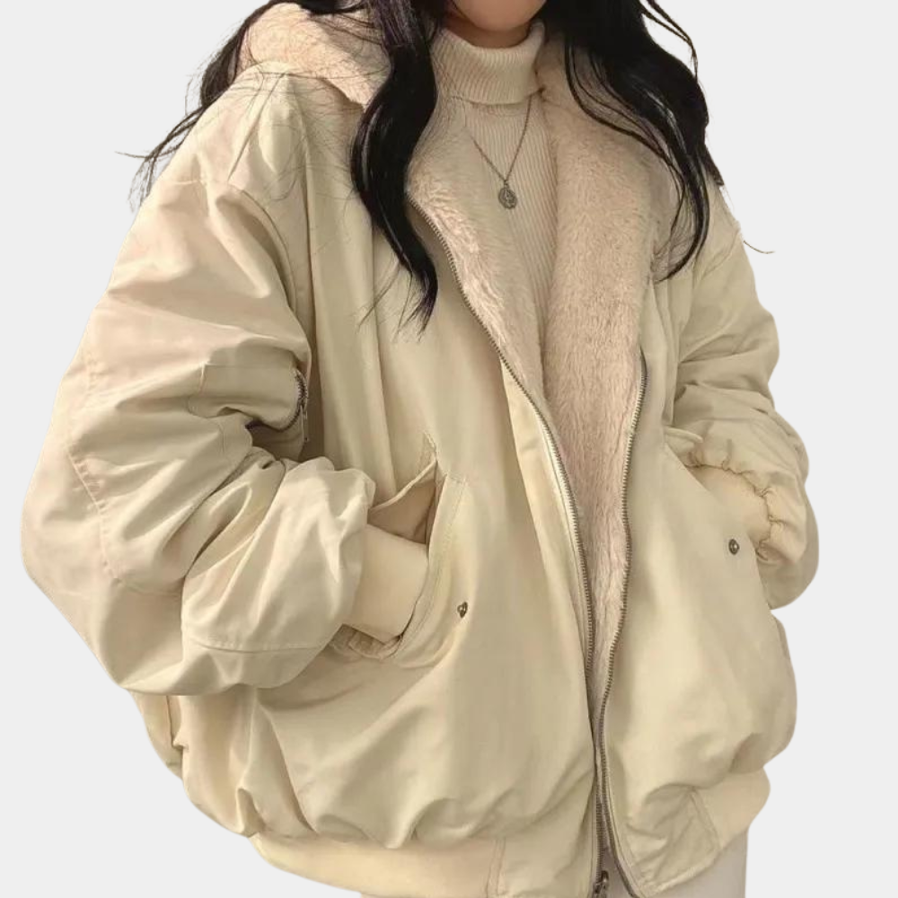 Oversized jas | Met fleece gevoerd | Ritssluiting | Winter bomberjack | Winterjas voor dames-Boutique Moda