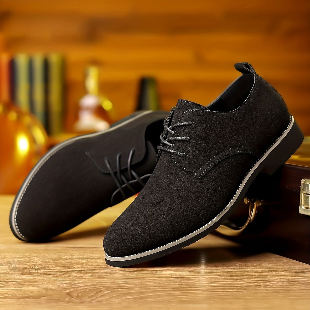 Nette schoenen heren – Derby veterschoenen in suèdelook-Boutique Moda