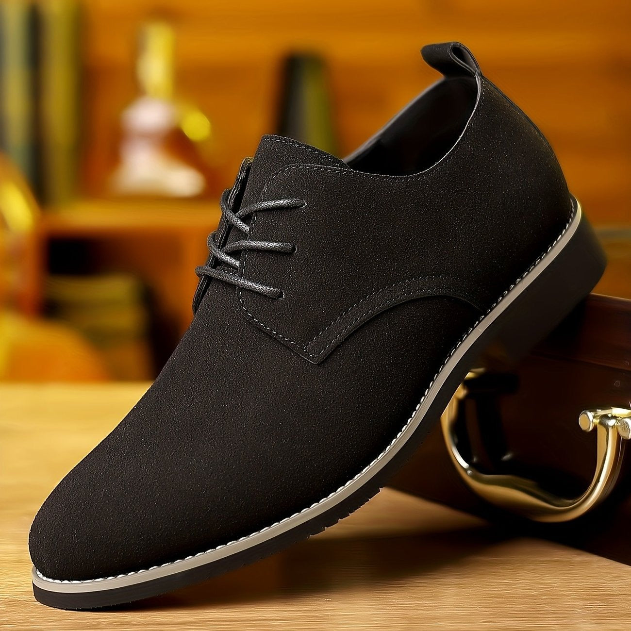 Nette schoenen heren – Derby veterschoenen in suèdelook-Boutique Moda
