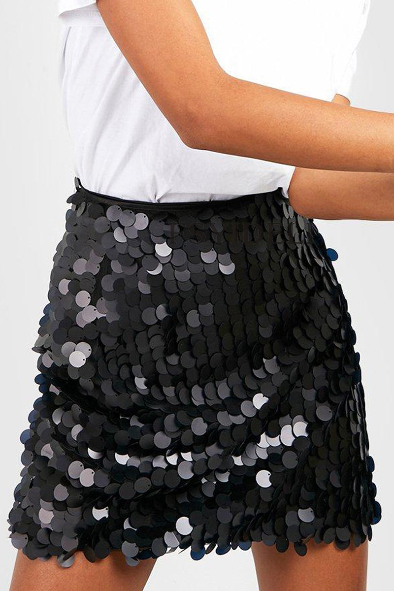 Paillettenrok - Fonkelende - Hoge Taille - Minirok - Feestrokje-Boutique Moda