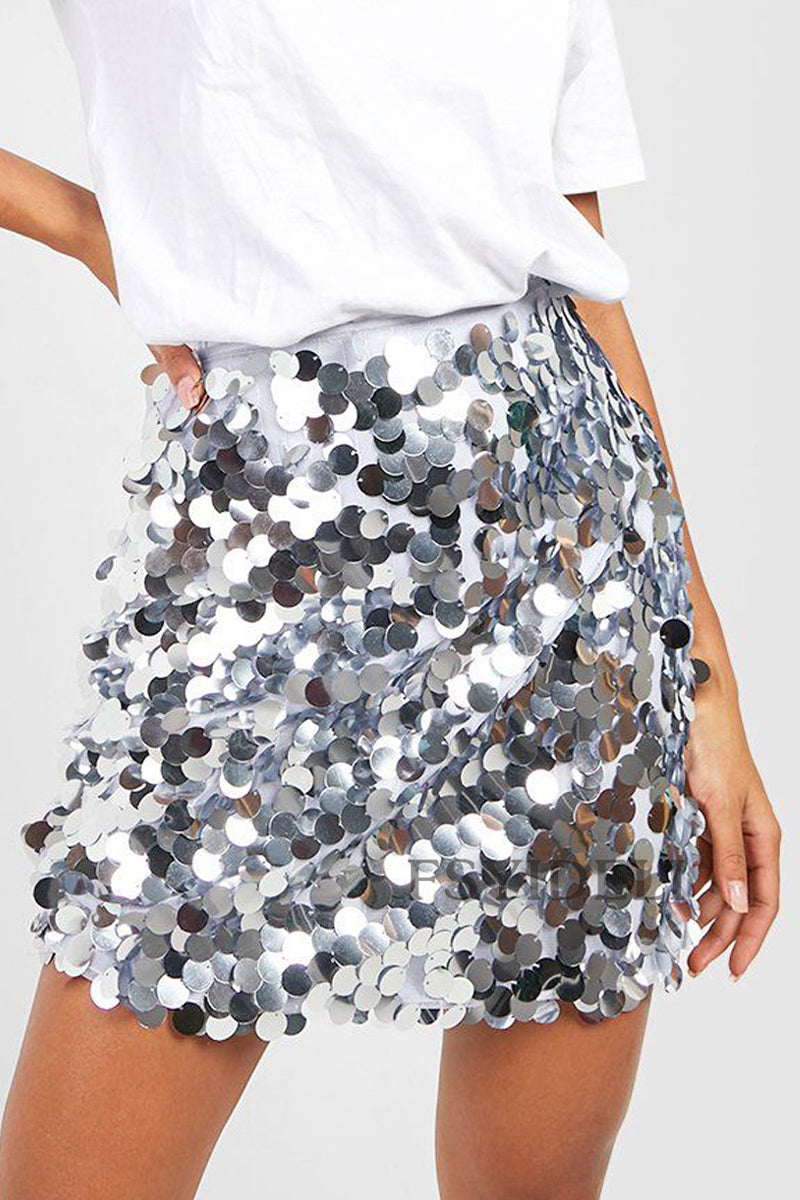 Paillettenrok - Fonkelende - Hoge Taille - Minirok - Feestrokje-Boutique Moda