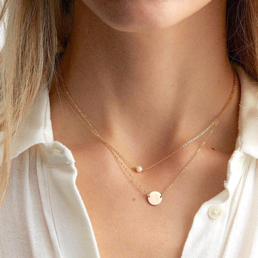 Parelketting | Goudkleurig | Dubbele Laag Fijne Schakel-Boutique Moda