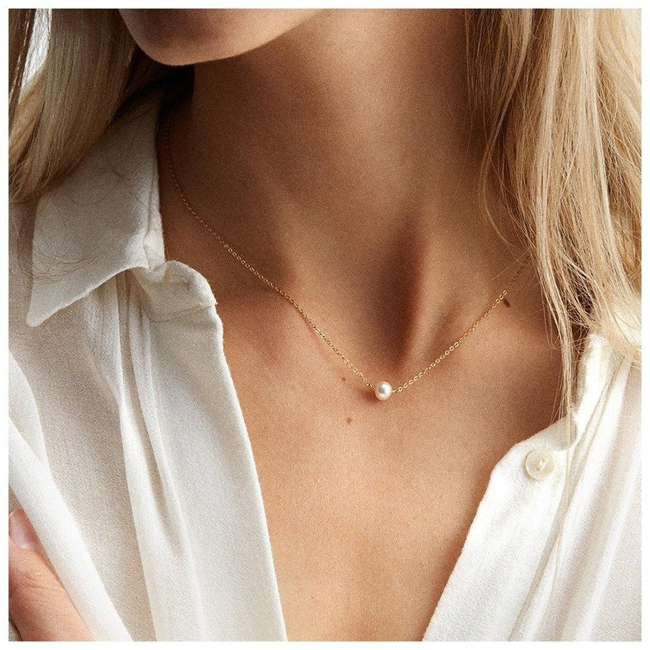 Parelketting | Goudkleurig | Dubbele Laag Fijne Schakel-Boutique Moda